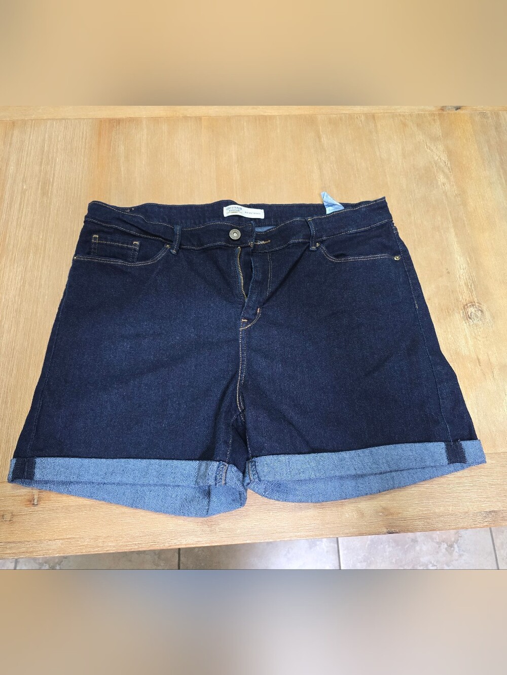 Women's Dark Indigo Cuffed Denim Shorts